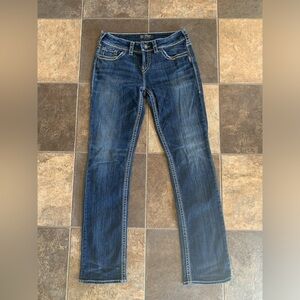 Woman’s silver jeans!